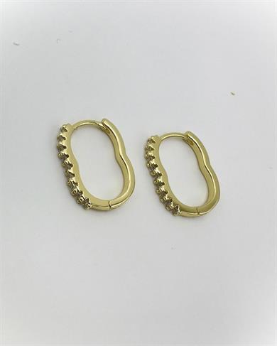 Vo 14 K Taşlı Oval Model Küpe