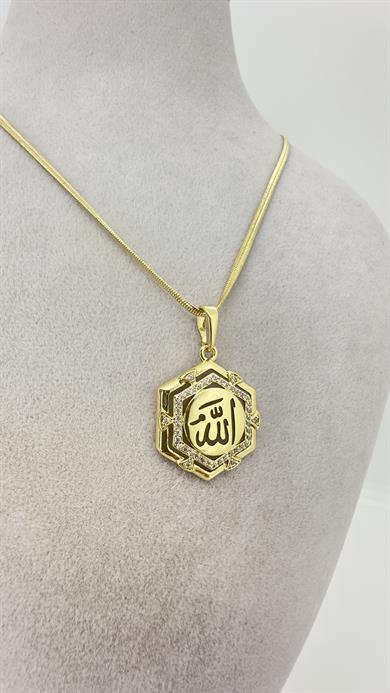 Vp 14 K Altı Köşeli Lafız Kolye 60cm