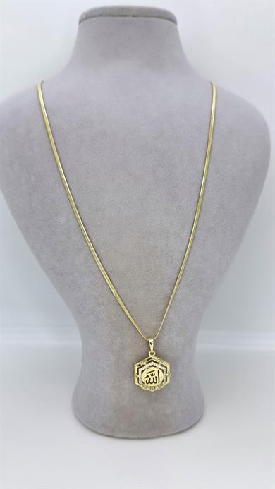 Vp 14 K Altı Köşeli Lafız Kolye 60cm