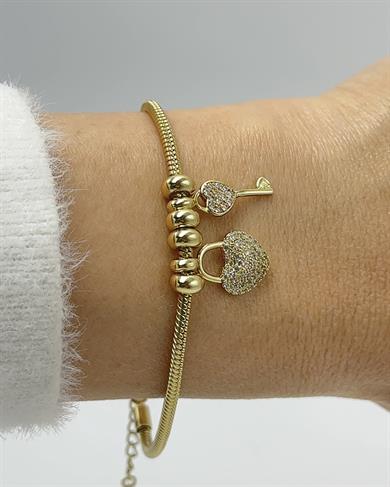 Vp 14 K Altın Kaplama Anahtar Charmlı Bileklik