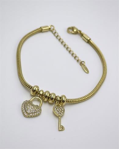 Vp 14 K Altın Kaplama Anahtar Charmlı Bileklik