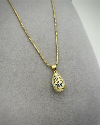 Vp 14 K Altın Kaplama Beyaz Damla Kolye 55cm