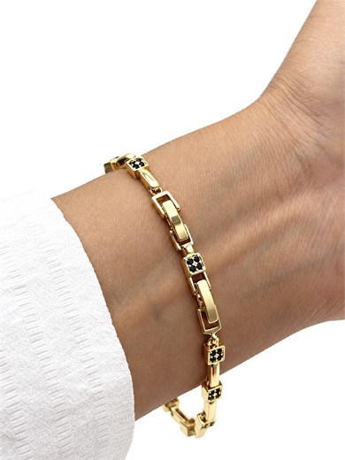Vp 14 K Altın Kaplama Black Frame Bileklik