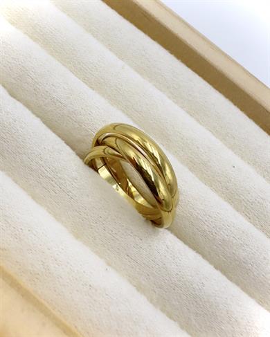 Vp 14 K Altın Kaplama Çelik Üçlü Geçmeli Tasarım Yüzük