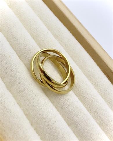 Vp 14 K Altın Kaplama Çelik Üçlü Geçmeli Tasarım Yüzük