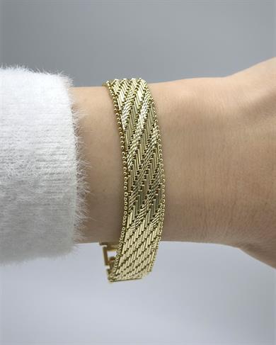 Vp 14 K Altın Kaplama Geniş Hasır Bileklik