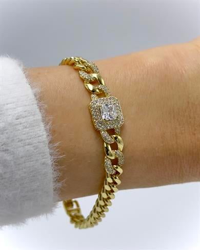 Vp 14 K Altın Kaplama Golden Kare Işıltı Zincir Bileklik
