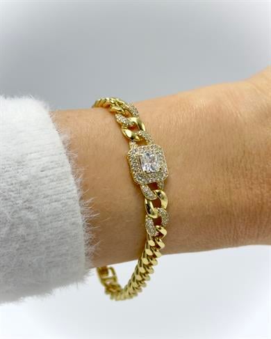 Vp 14 K Altın Kaplama Golden Kare Işıltı Zincir Bileklik