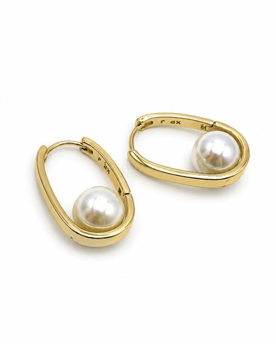 Vp 14 K Altın Kaplama İncili Oval Küpe