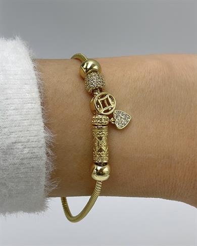 Vp 14 K Altın Kaplama Kalpli Charm Bileklik