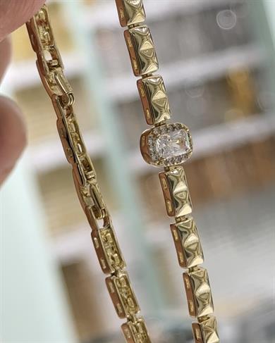 Vp 14 K Altın Kaplama Kare/ X  Model Bileklik Kombin