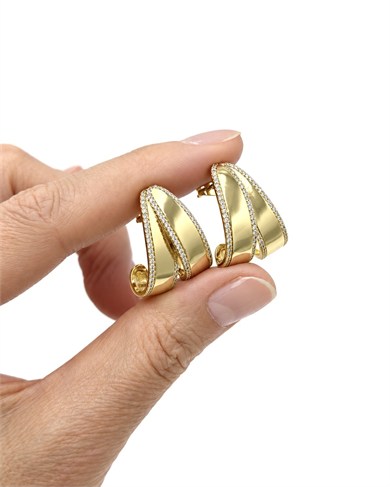 Vp 14 K Altın Kaplama Kavisli Model Küpe