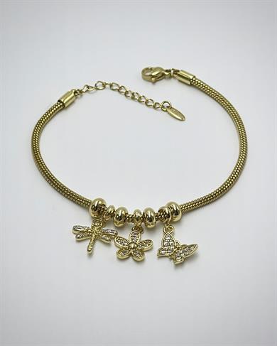 Vp 14 K Altın Kaplama Kelebekli Charmlı Bileklik