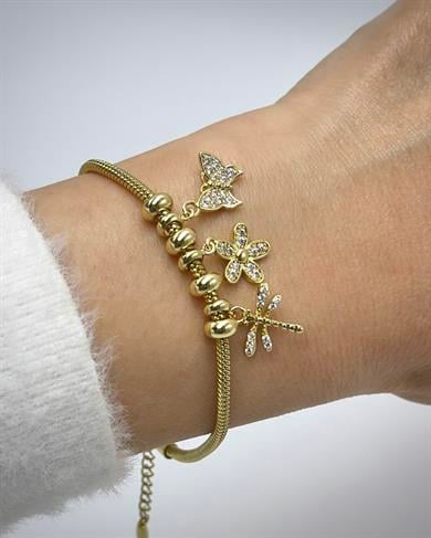 Vp 14 K Altın Kaplama Kelebekli Charmlı Bileklik