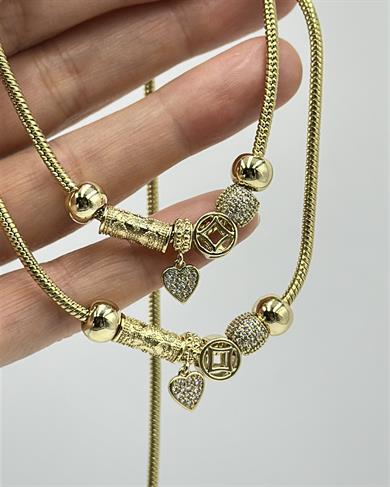 Vp 14 K Altın Kaplama Kalp Charm Kombin