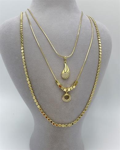 Vp 14 K Altın Kaplama Küp Dorikalı Kombin Kolye