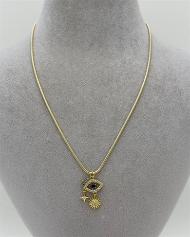 Vp 14 K Altın Kaplama Nazar Göz Kolye 50cm