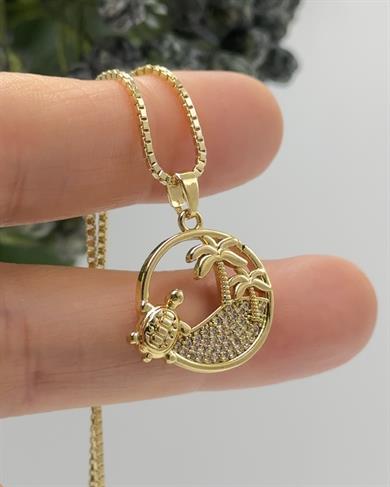 Vp 14 K Altın Kaplama Okyanus Kolye 45cm