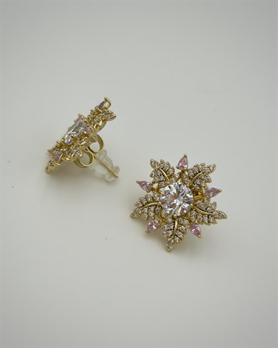 Vp 14 K Altın Kaplama Pembe Lotus Küpe