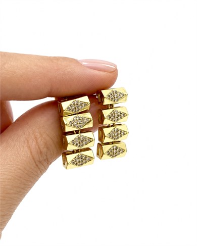 Vp 14 K Altın Kaplama Rhombus Pave Model Küpe