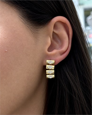 Vp 14 K Altın Kaplama Rhombus Pave Model Küpe