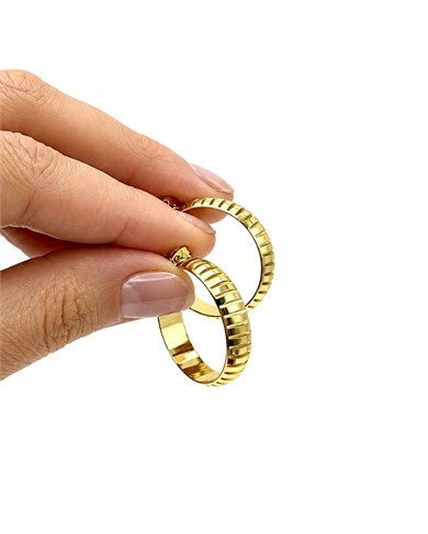 Vp 14 K Altın Kaplama Ribbed Bold Halka Küpe