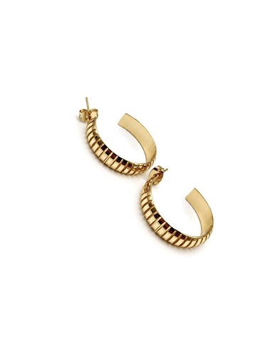 Vp 14 K Altın Kaplama Ribbed Bold Halka Küpe