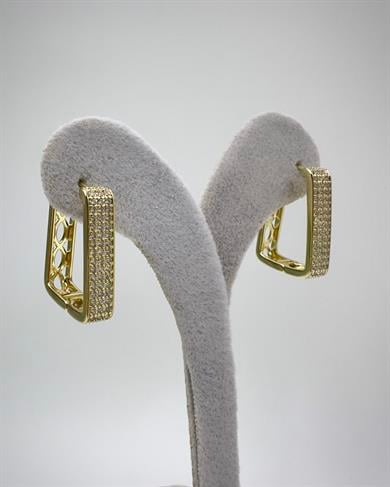 Vp 14 K Altın Kaplama Sıralı Taşlı Kare Küpe