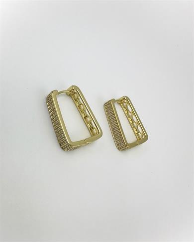 Vp 14 K Altın Kaplama Sıralı Taşlı Kare Küpe