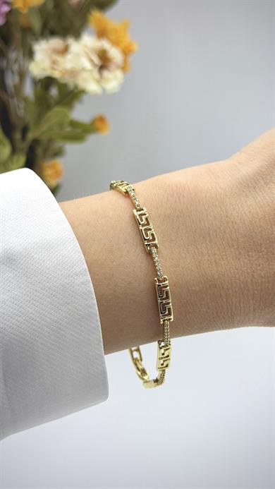 Vp 14 K Altın Kaplama Taş Baglantılı Labirent Model Bileklik