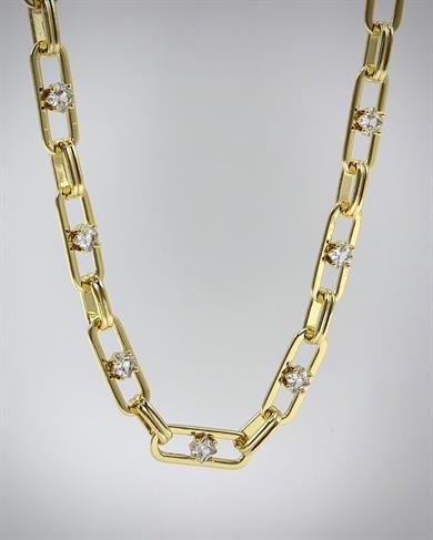 Vp 14 K Altın Kaplama Taşlı Ataç Model Kolye 45cm