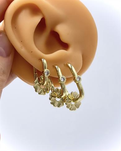 Vp 14 K Altın Kaplama Taşlı Göçmen 3lü Model Küpe