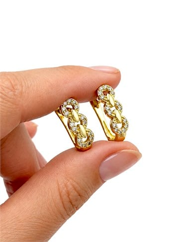 Vp 14 K Altın Kaplama Taşlı Gurmet  Model Küpe