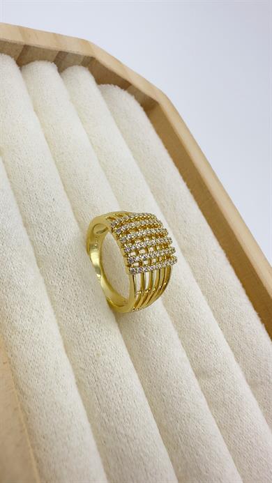 Vp 14 K Altın Kaplama Taşlı Kafes Tasarım Yüzük