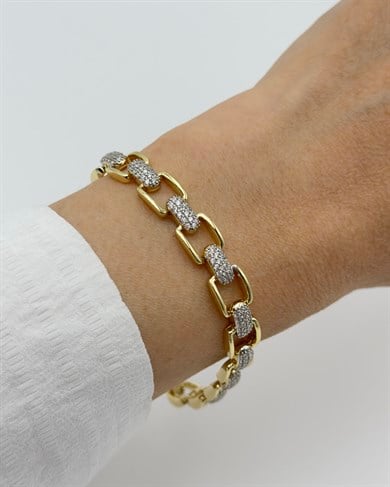 Vp 14 K Altın Kaplama Taşlı  Kare Bileklik