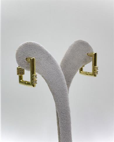 Vp 14 K Altın Kaplama Taşlı Kare Model Küpe