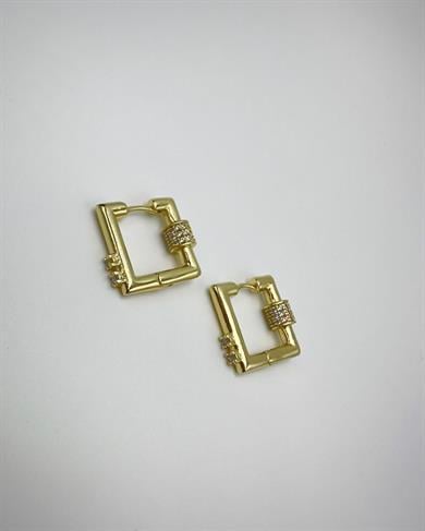 Vp 14 K Altın Kaplama Taşlı Kare Model Küpe