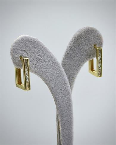 Vp 14 K Altın Kaplama Taşlı Kare Model Küpe