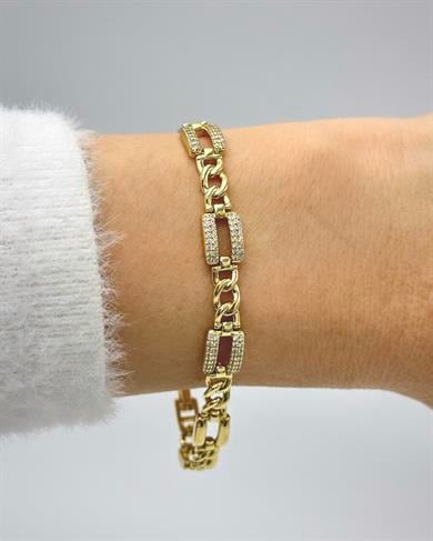 Vp 14 K Altın Kaplama Taşlı Kare Model Bileklik