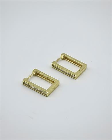 Vp 14 K Altın Kaplama Taşlı Kare Model Küpe