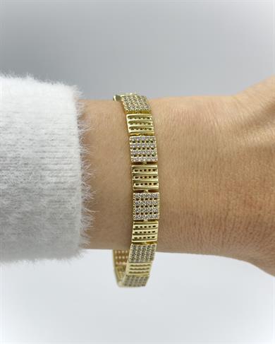 Vp 14 K Altın Kaplama Taşlı Kare Tablet Model Bileklik