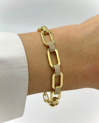 Vp 14 K Altın Kaplama Taşlı Motif Bileklik
