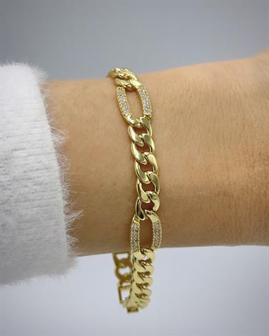 Vp 14 K Altın Kaplama Taşlı Oval Gold Zincir Model Bileklik