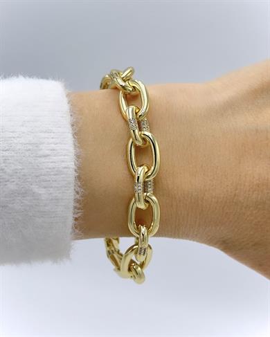 Vp 14 K Altın Kaplama Taşlı Oval Halka Model Bileklik