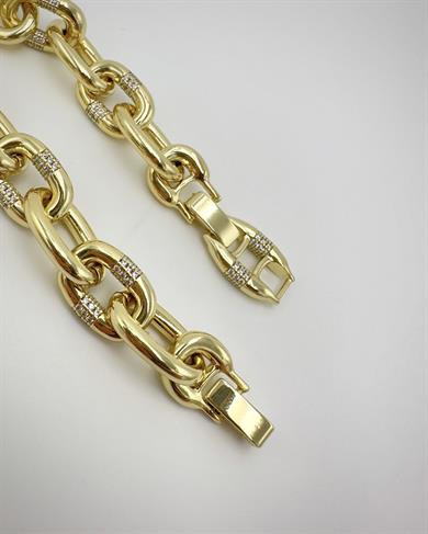 Vp 14 K Altın Kaplama Taşlı Oval Halka Model Bileklik