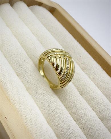 Vp 14 K Altın Kaplama Taşlı Oval Kaburga Model Yüzük