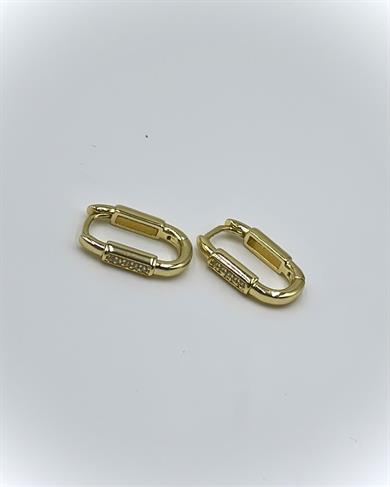 Vp 14 K Altın Kaplama Taşlı Oval Model Küpe