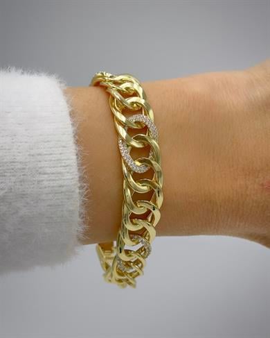 Vp 14 K Altın Kaplama Taşlı Oval Samanyolu Model Bileklik