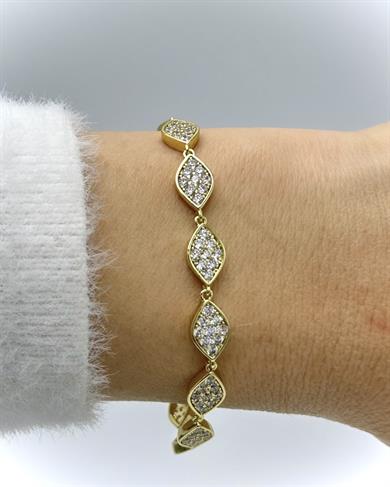 Vp 14 K Altın Kaplama Taşlı Shine Gold Model Bileklik