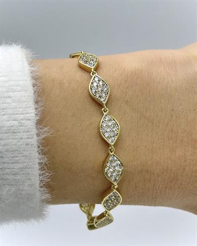 Vp 14 K Altın Kaplama Taşlı Shine Gold Model Bileklik